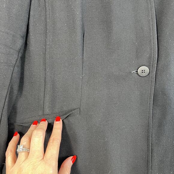 EILEEN FISHER L Large Washable Stretch Crepe Jacket Single Button Long Black - Picture 4 of 14